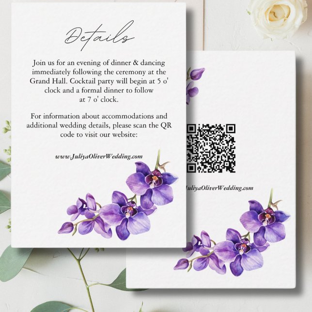 Tarjeta De Recepción Detalles del boda de guiones de Orquídea Púrpura Q (Subido por el creador)