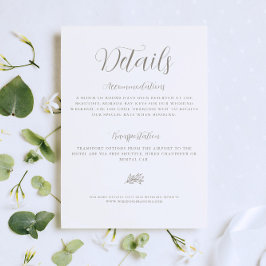 Tarjeta De Recepción Detalles del Boda de guiones minimalista simple y 