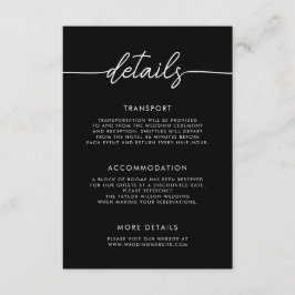 Tarjeta De Recepción Detalles del Boda de guiones Minimalistas modernos