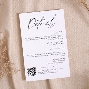 Tarjeta De Recepción Detalles del Boda de guiones Minimalistas simple y