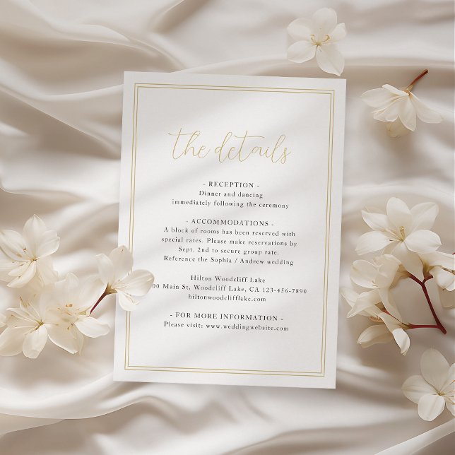 Tarjeta De Recepción Detalles del boda de guiones románticos de eleganc (Simple elegance romantic script wedding details enclosure card)
