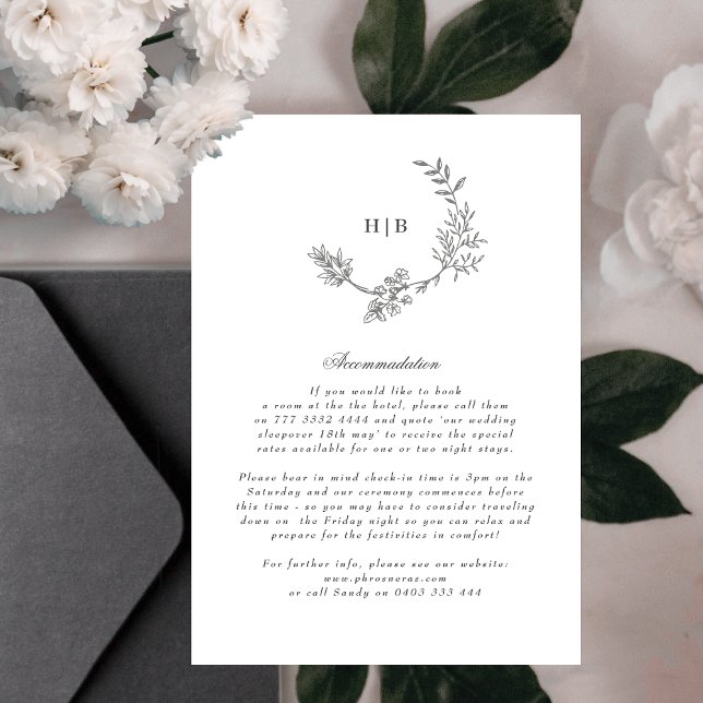 Tarjeta De Recepción Detalles del Boda de guirnaldas con un monograma f (Subido por el creador)