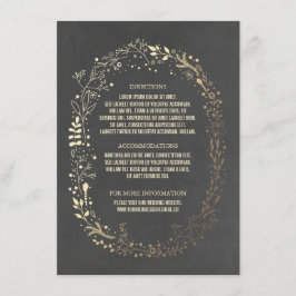 Tarjeta De Recepción Detalles del Boda de guirnaldas florales Gold y Ch