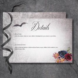 Tarjeta De Recepción Detalles del Boda de Halloween de los colores góti