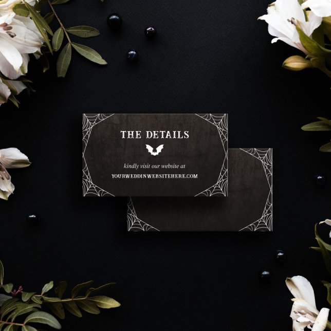 Tarjeta De Recepción Detalles del Boda de Halloween del Gótico Bat & Sp (Subido por el creador)