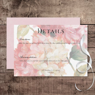 Tarjeta De Recepción Detalles del Boda de hidrangea de Rubor rosa moder