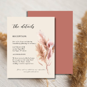 Tarjeta De Recepción Detalles del Boda de hierba de Pampas