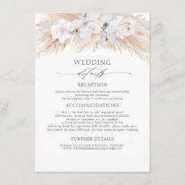 Tarjeta De Recepción Detalles del Boda de hierba de Pampas Exóticas Flo