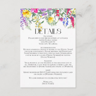 Tarjeta De Recepción Detalles del Boda de hierbas de flores silvestres 