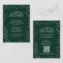 Tarjeta De Recepción Detalles del Boda de hoja verde esmeralda elegante
