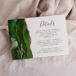 Tarjeta De Recepción Detalles del Boda de Hunter Green Gold Agate
