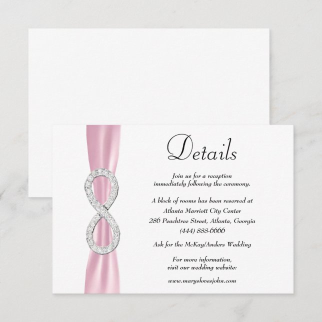 Tarjeta De Recepción Detalles del Boda de infinito de diamantes de cint (Anverso / Reverso)