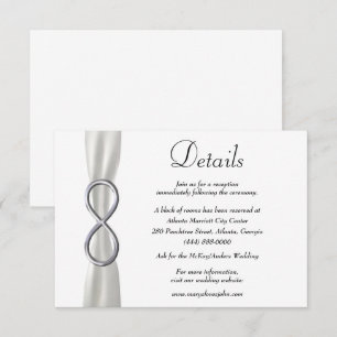 Tarjeta De Recepción Detalles del Boda de infinito plateado de cinta bl