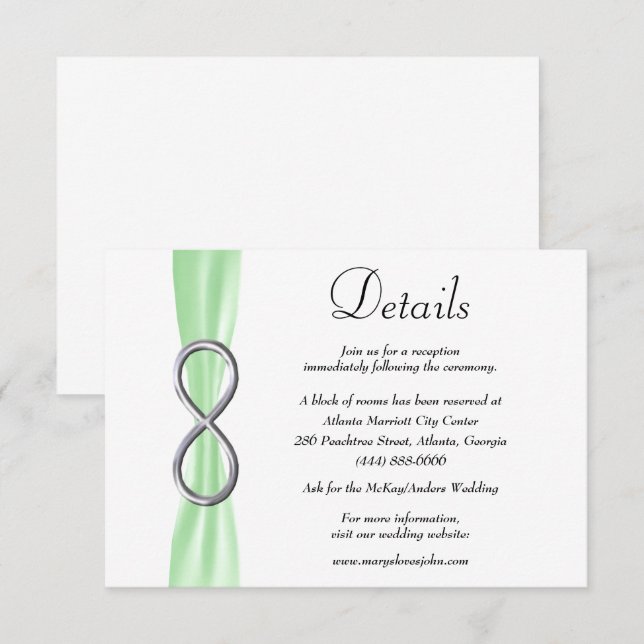 Tarjeta De Recepción Detalles del Boda de infinito plateado de cinta ve (Anverso / Reverso)