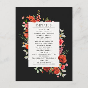 Tarjeta De Recepción Detalles del Boda de la adormidera negra botánica 