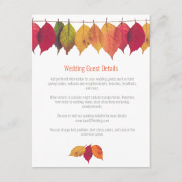 Tarjeta De Recepción Detalles del Boda de la caída colorida