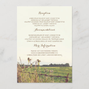 Tarjeta De Recepción Detalles del Boda de la cerca rural