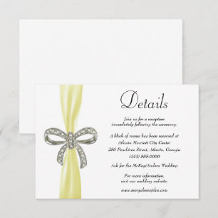 Tarjeta De Recepción Detalles del Boda de la cinta amarilla Diamond Bow