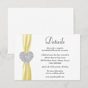 Tarjeta De Recepción Detalles del Boda de la cinta amarilla Diamond Hea