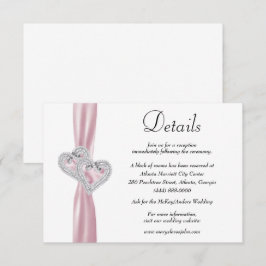 Tarjeta De Recepción Detalles del Boda de la cinta rosa Diamond Hearts
