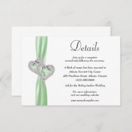 Tarjeta De Recepción Detalles del Boda de la cinta verde de los corazon