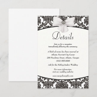Tarjeta De Recepción Detalles del Boda de la elegancia de Damask