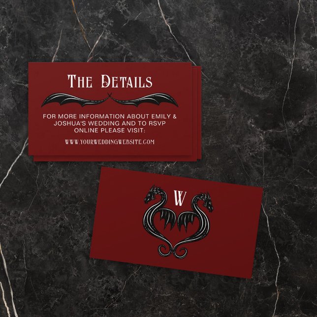 Tarjeta De Recepción Detalles del Boda de la fantasía Red Black Dragon  (Subido por el creador)