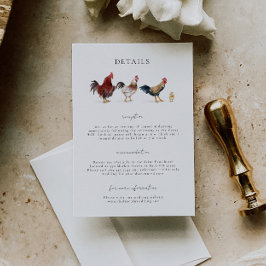 Tarjeta De Recepción Detalles del Boda de la granja de pollo Boho