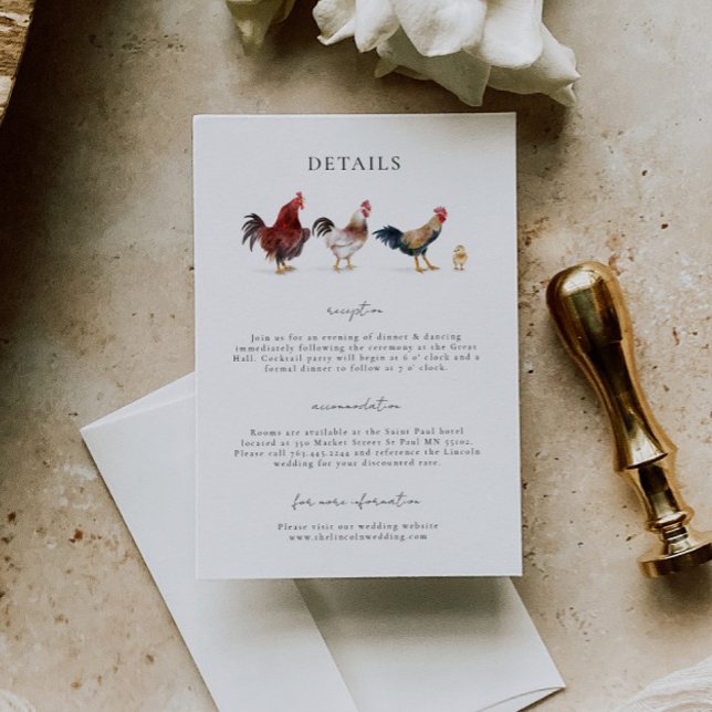 Tarjeta De Recepción Detalles del Boda de la granja de pollo Boho (Subido por el creador)