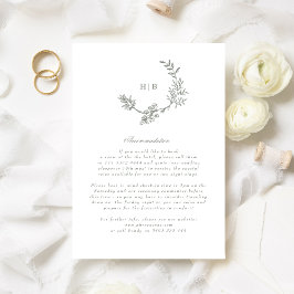 Tarjeta De Recepción Detalles del Boda de la guirnalda verde del monogr