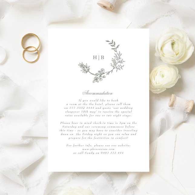 Tarjeta De Recepción Detalles del Boda de la guirnalda verde del monogr (Subido por el creador)