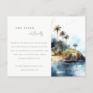 Tarjeta De Recepción Detalles del Boda de la isla de palmeras de moda