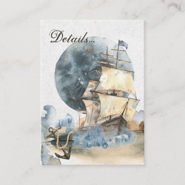 Tarjeta De Recepción Detalles del Boda de la luna completa del buque ac (Anverso)