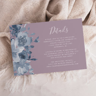 Tarjeta De Recepción Detalles del Boda de la malva azul turquesa acuare