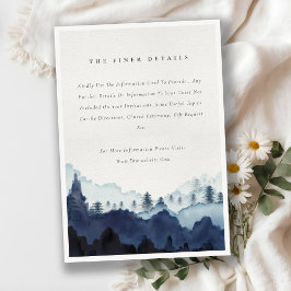 Tarjeta De Recepción Detalles del Boda de la Marina Azul Tinta Pine Woo