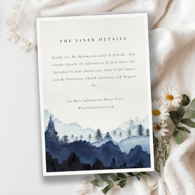 Tarjeta De Recepción Detalles del Boda de la Marina Azul Tinta Pine Woo (Subido por el creador)