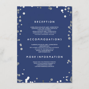 Tarjeta De Recepción Detalles del Boda de la Marina Confetti Plata - In