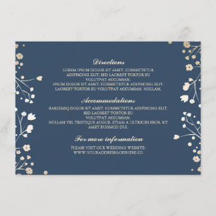 Tarjeta De Recepción Detalles del Boda de la Marina de Respiración del 