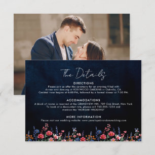 Tarjeta De Recepción Detalles del Boda de la Marina Rustica Boho Floral