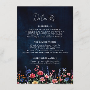 Tarjeta De Recepción Detalles del Boda de la Marina Rustica Boho Floral