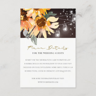 TARJETA DE RECEPCIÓN DETALLES DEL BODA DE LA MASON JAR DE LA STARRY SUN