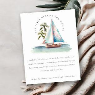 Tarjeta De Recepción Detalles del Boda de la Palm Marítima Verde azulad