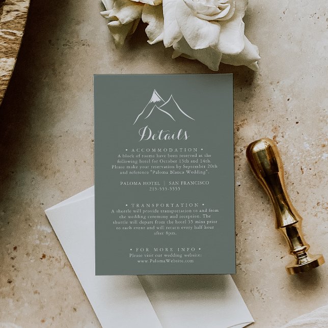 Tarjeta De Recepción Detalles del Boda de la silueta blanca verde (Subido por el creador)