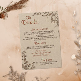 Tarjeta De Recepción Detalles del Boda de la torre de la Fortuna Rustic