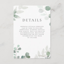 Tarjeta De Recepción Detalles del Boda de la vegetación moderna
