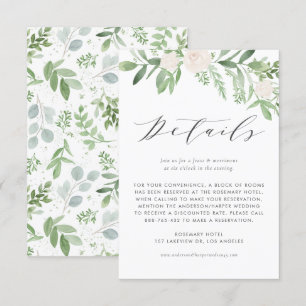 Tarjeta De Recepción Detalles del Boda de la vegetación y las flores bl
