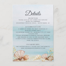Tarjeta De Recepción Detalles del Boda de las conchas acuáticas Ocean B