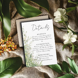 Tarjeta De Recepción Detalles del Boda de las flores verdes de Dusty Sa