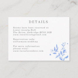 Tarjeta De Recepción Detalles del Boda de las hojas azules claras