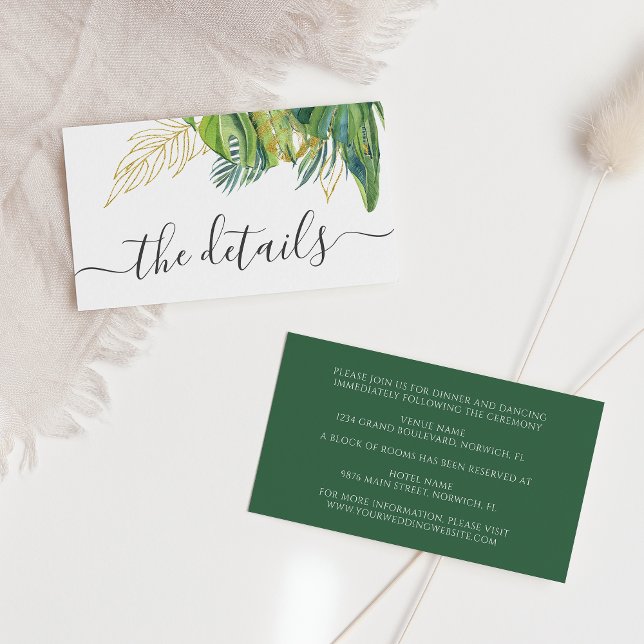 Tarjeta De Recepción Detalles del Boda de las hojas de palmeras salvaje (Subido por el creador)